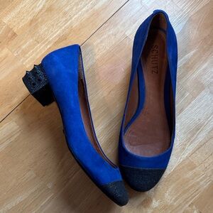 SCHUTZ Royal Blue and Black Heels